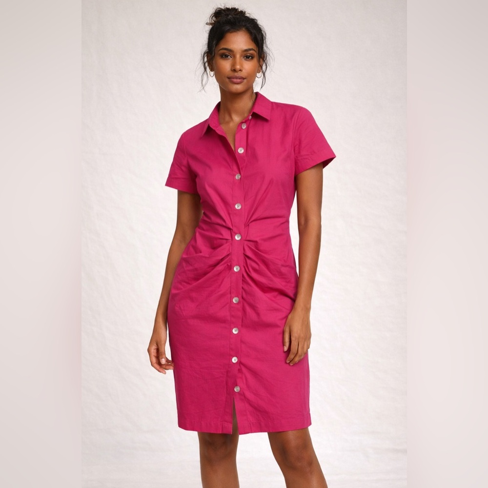 ✨ Joseph Ribkoff Pink Ruched Button-Front Dress ✨ - Picture 2 of 7